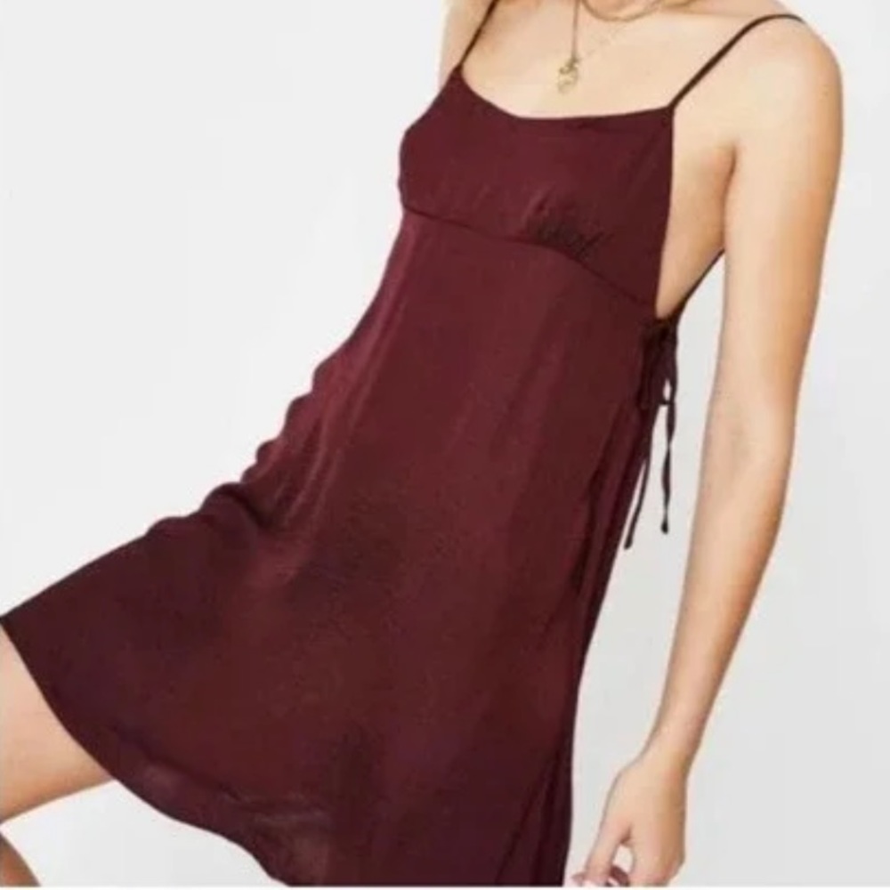 Free People Smooth Sailin Mini Slip Dress Garnet Express Size L Women NWOT